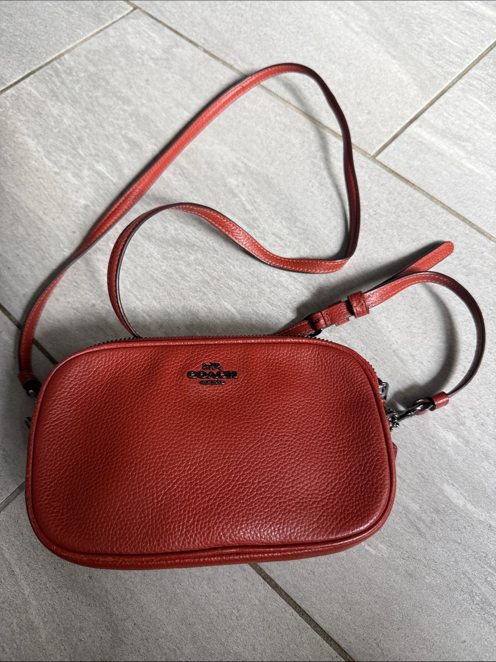 Coach Red Pebbled Leather Crossbody Bag